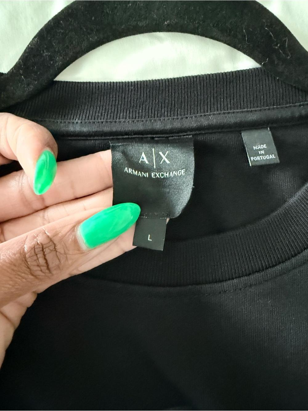 Armani Exchange Men's Black Crewneck with Raised Logo - Picture 3 of 3
